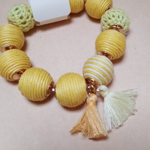 Boho Crochet Ball Bead Tassel Stretch Bracelet - Picture 13 of 16